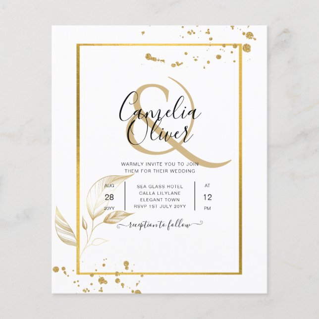 Flyer Invitación a la boda fotográfica de presupuesto GO (Frente)