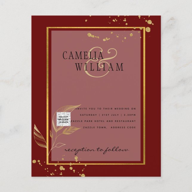 Flyer Invitación a la boda fotográfica de PRESUPUESTO Gu (Frente)