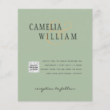 Invitación a la boda fotográfica QRCode RSVP Sage 