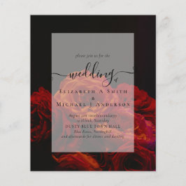 Flyer Invitación a la boda gótica de Gótico de rosas roj