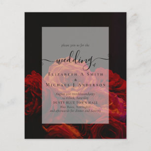 Flyer Invitación a la boda gótica de Gótico de rosas roj
