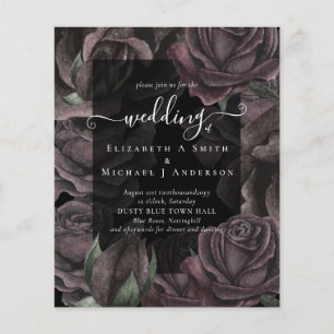 Flyer Invitación a la boda gótica de Rosas negros con Gó