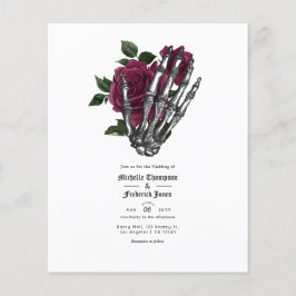 Flyer Invitación a la boda gótica floral borgoñona