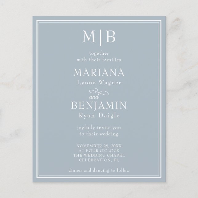 Flyer Invitación a la boda grisácea con luz de borde mod (Frente)