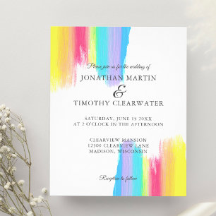 Flyer Invitación a la boda LGBTQ con arcoiris presupuest