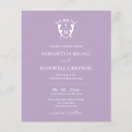 Flyer Invitación a la boda lilac con monograma de presup