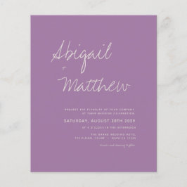 Flyer Invitación a la boda Minimalista púrpura y dura de