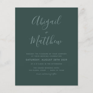 Flyer Invitación a la boda Minimalista verde esmeralda p