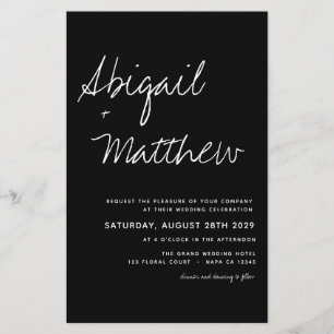 Flyer Invitación a la boda moderna blanca y presupuestal