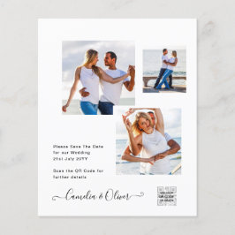 Flyer Invitación a la boda moderna de fotos en blanco y 
