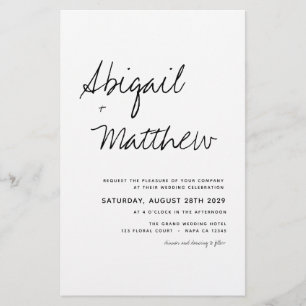 Flyer Invitación a la boda moderna y blanca del Boho de 