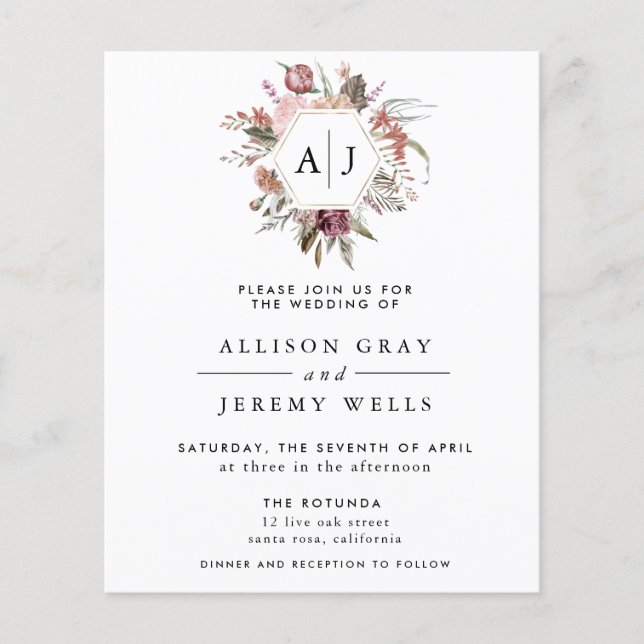 Flyer Invitación a la boda monográfica con Rosa de presu (Frente)