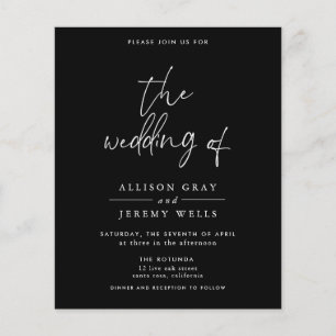 Flyer Invitación a la boda negra de presupuesto