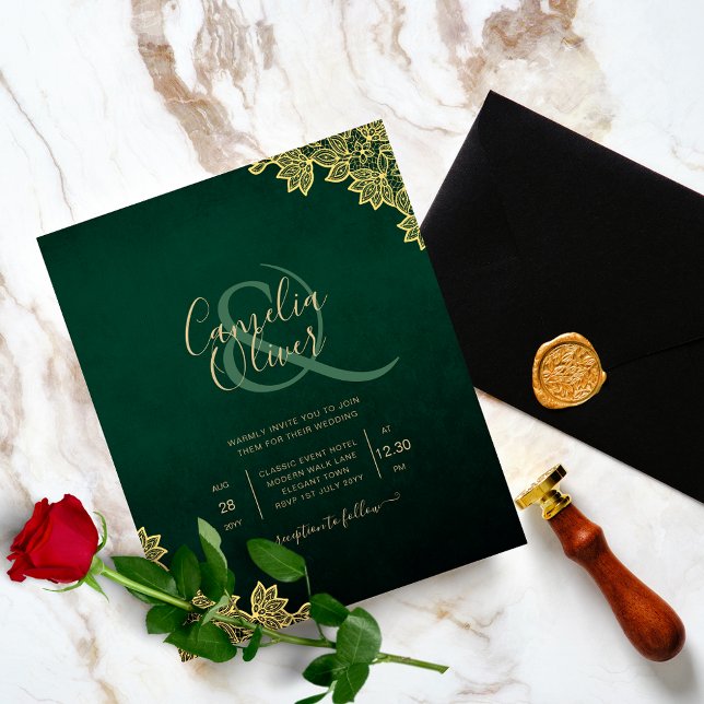 Flyer Invitación a la boda presupuestaria Lace de oro ve (Subido por el creador)