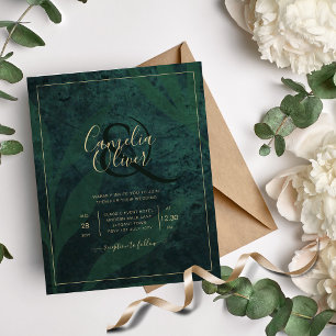 Flyer Invitación a la boda presupuestaria sobre el oro d