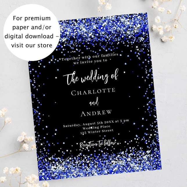 Flyer Invitación a la boda real con presupuesto azul neg (Subido por el creador)