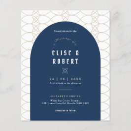 Flyer Invitación a la boda retro clásica BUDGET Blue