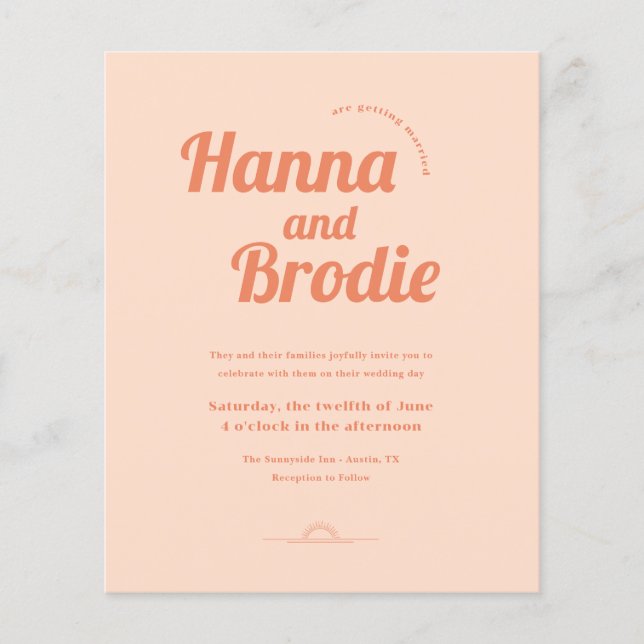 Flyer Invitación a la boda simple con un fin de paz (Frente)