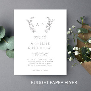 Flyer Invitación a la boda simple y simple en monograma