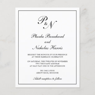 Flyer Invitación a la boda tradicional de monograma