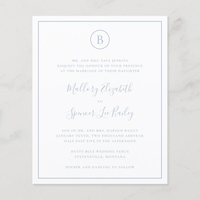 Flyer Invitación a la boda tradicional del presupuesto a (Frente)