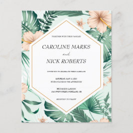 Flyer Invitación a la boda tropical con vibración geomét