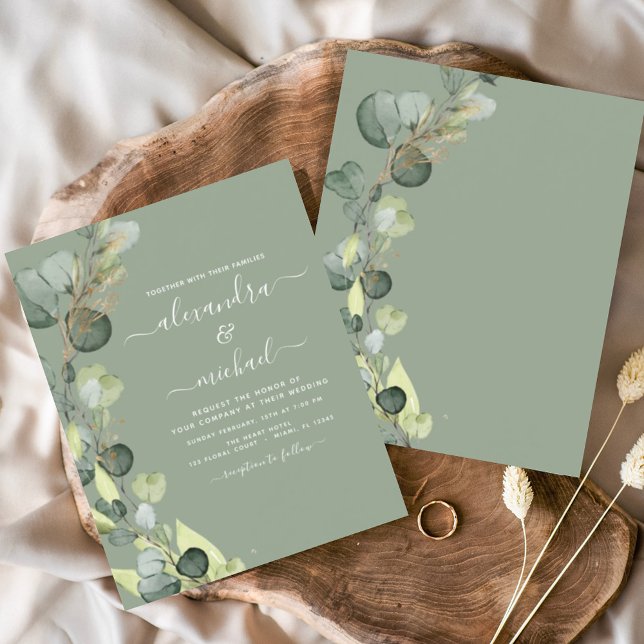 Flyer Invitación a la Boda Verde de Eucalyptus Sage (Subido por el creador)