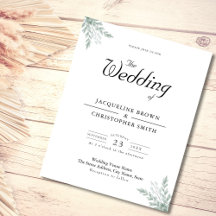 Invitación a la boda verde del presupuesto blanco
