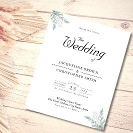 Flyer Invitación a la boda verde del presupuesto blanco