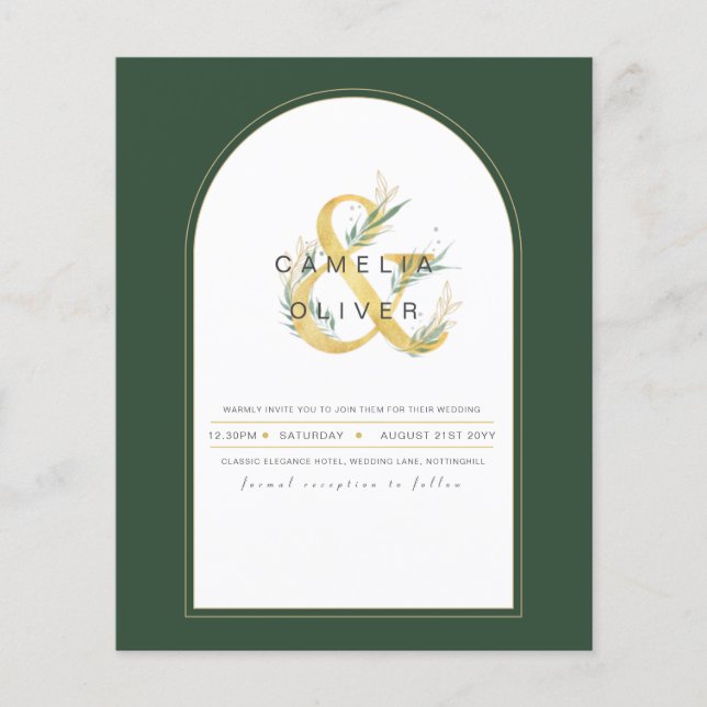 Flyer Invitación a la boda verde juvenil moderna (Frente)