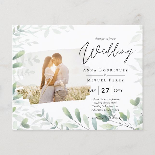 Flyer Invitación a la boda VERDE por superposición de fo (Frente)