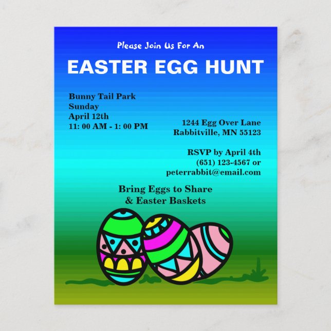 Flyer Invitación a la cacería de huevos de pascua pintad (Frente)
