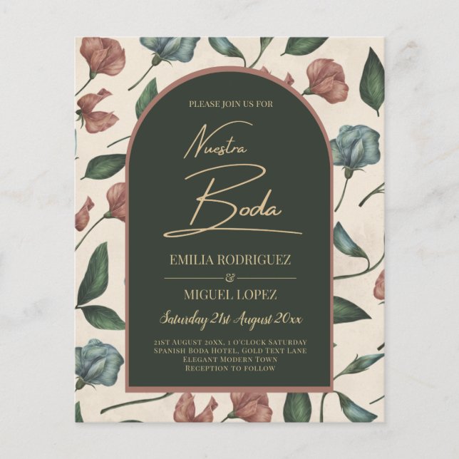 Flyer Invitación a la caída de Nuestra Boda Emerald Gree (Frente)