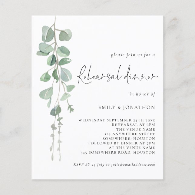 Flyer Invitación a la cena de ensayo de PAPER Eucalyptus (Frente)