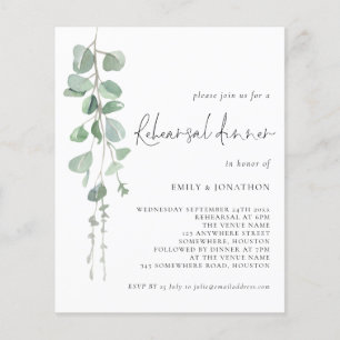 Flyer Invitación a la cena de ensayo de PAPER Eucalyptus
