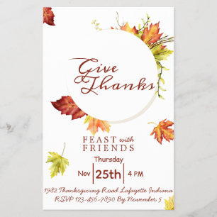 Flyer Invitación a la cena del Día de Acción de Gracias 