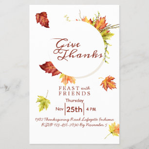 Flyer Invitación a la cena del Día de Acción de Gracias
