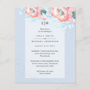 Flyer Invitación a la ceremonia de Boda rojo azul Helleb