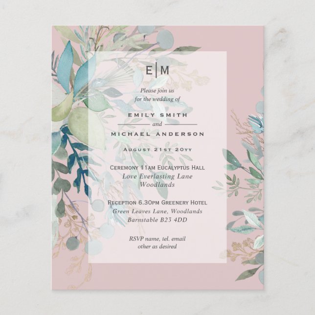 Flyer Invitación a la Ceremonia de Boda y Recepción de D (Frente)