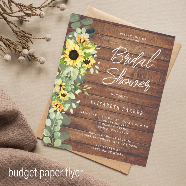 Flyer Invitación a la ducha con flores de girasol rústic (Subido por el creador)