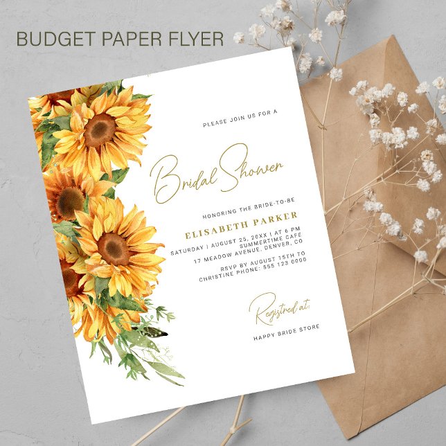 Flyer Invitación a la ducha con flores de girasol rústic (Subido por el creador)