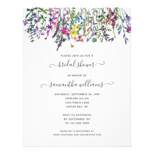 Flyer Invitación a la ducha con flores de novia florales