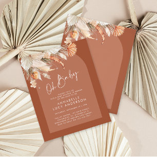 Flyer invitación a la ducha de bebé de terracota