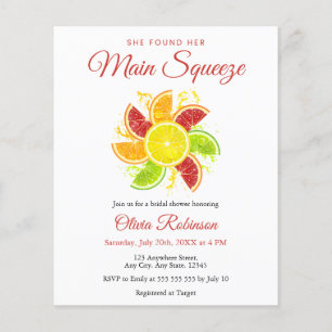 Flyer Invitación a la ducha de la novia de Lemon Lqueeze