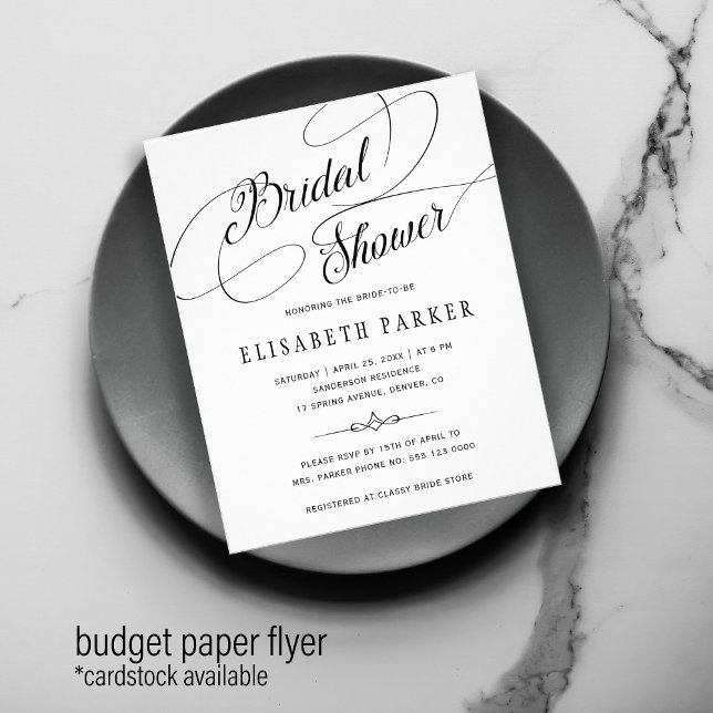Flyer Invitación a la ducha de novia caligrafía de moda  (Subido por el creador)