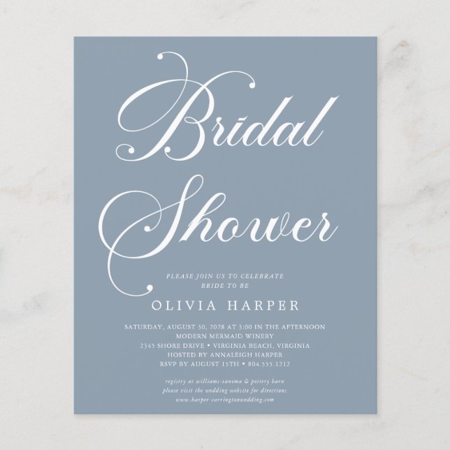 Flyer Invitación a la ducha de novia con escritura moder (Frente)