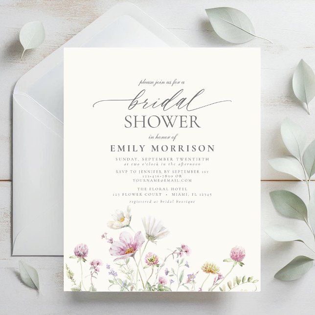 Flyer Invitación a la ducha de novia con flores silvestr (Subido por el creador)