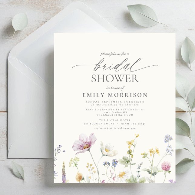 Flyer Invitación a la ducha de novia con flores silvestr (Subido por el creador)