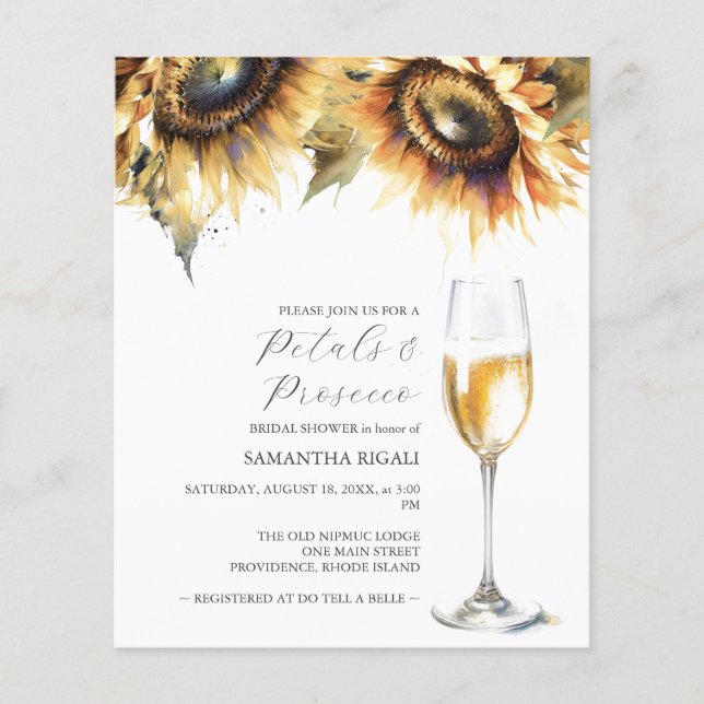 Flyer Invitación a la ducha de novia con presupuesto gir (Frente)