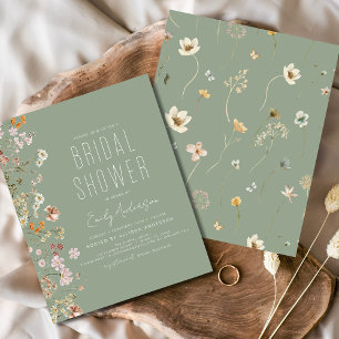 Flyer Invitación a la ducha de novia de flor silvestre v